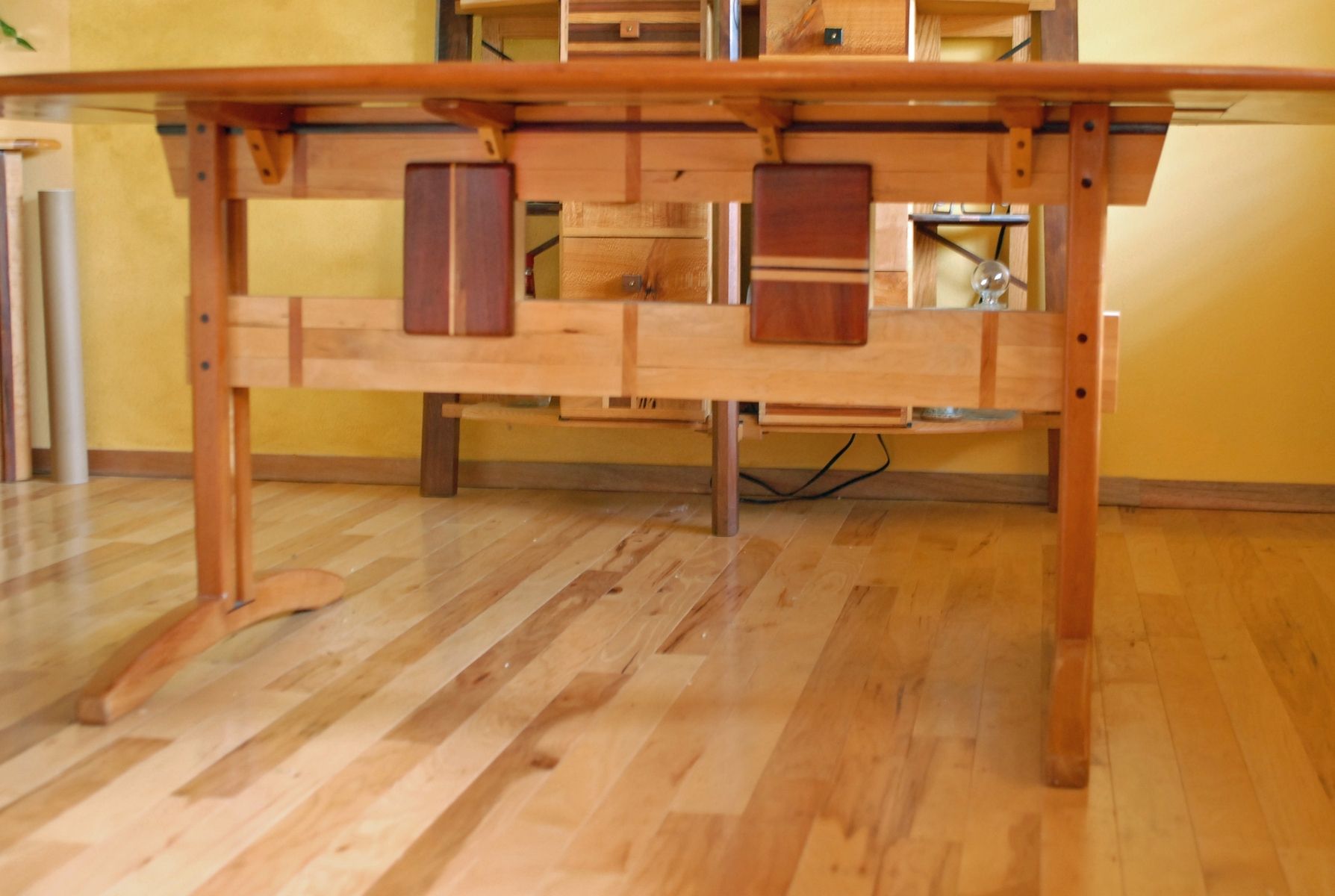 Custom Made Trestle Dining Room Table In Koa And Spanish Cedar by Allan