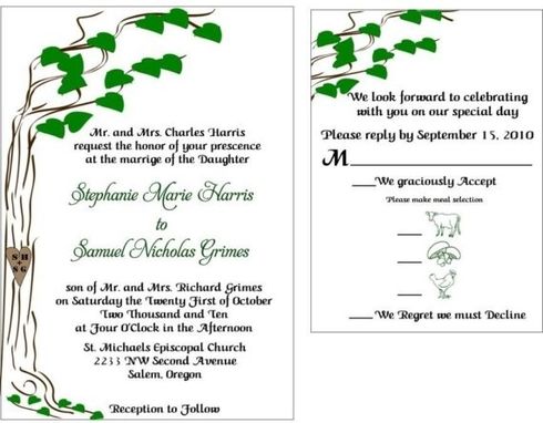 Custom Made Custom Tree Wedding Invitation Set - Sample Set