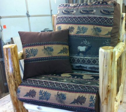 Custom Made Rustic Caribou, Fish And Bear Log Chair - 24