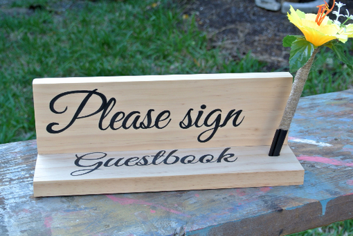 Custom Made Surfboard Wood Signage Board, Party Signature Guest Book Gift Idea