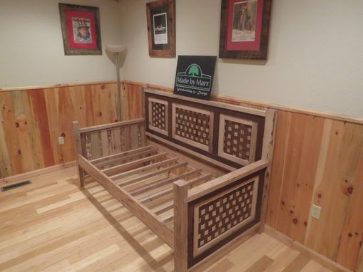 Custom Made Native American Inspired Daybed Woven With Natural And Stained Wormy Chestnut