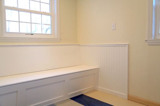 Custom Made White Banquette Seat For Kitchen