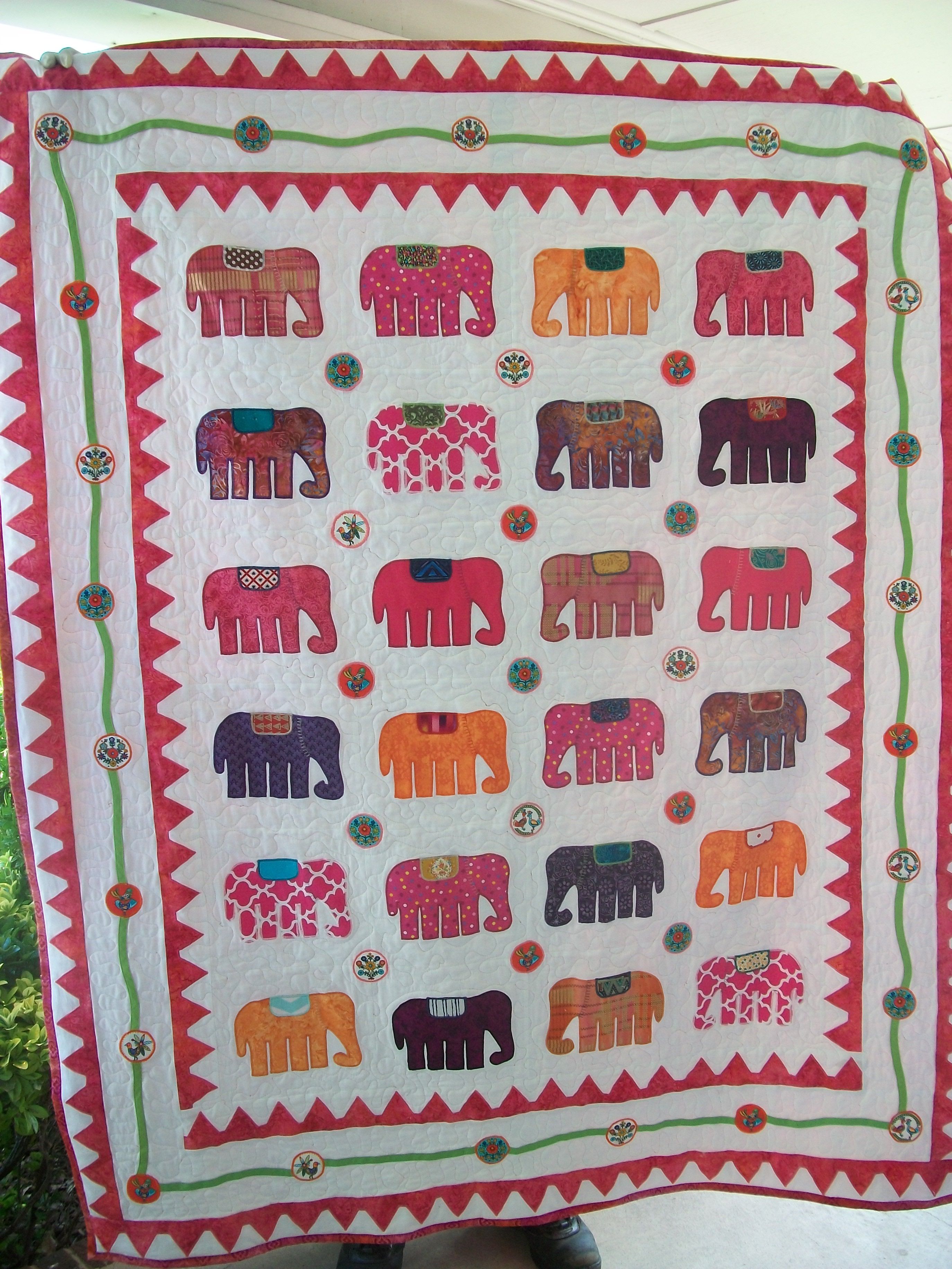 Handmade Custom "Elephant Walk" Appliqued Quilt by Songs And Stitches