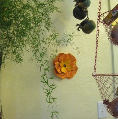 Custom Made Metal Flower Art Wall Hanging Recycled Metal Orange