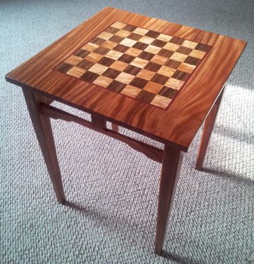 Custom Made Sapele, Maple, And Walnut Chess Table