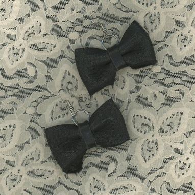 Custom Made Leather Bow Tie Earrings