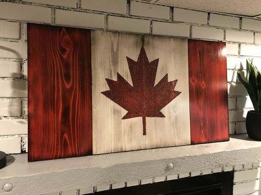 Custom Made Wooden Canadian Flag, Rustic Canadian Flag, 20' X 36"